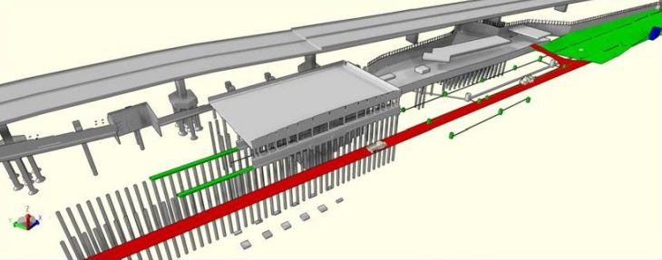 Modelowanie budowy 4D stacji Crossrail w oprogramowaniu Synchro. Źródło: Bentley Systems